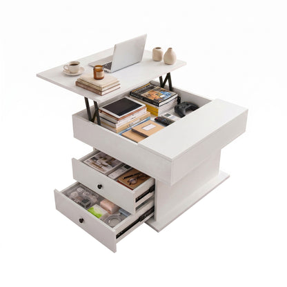 Artiss Lift Top Coffee Table Centre Table with Rotating Top Hidden Storage White