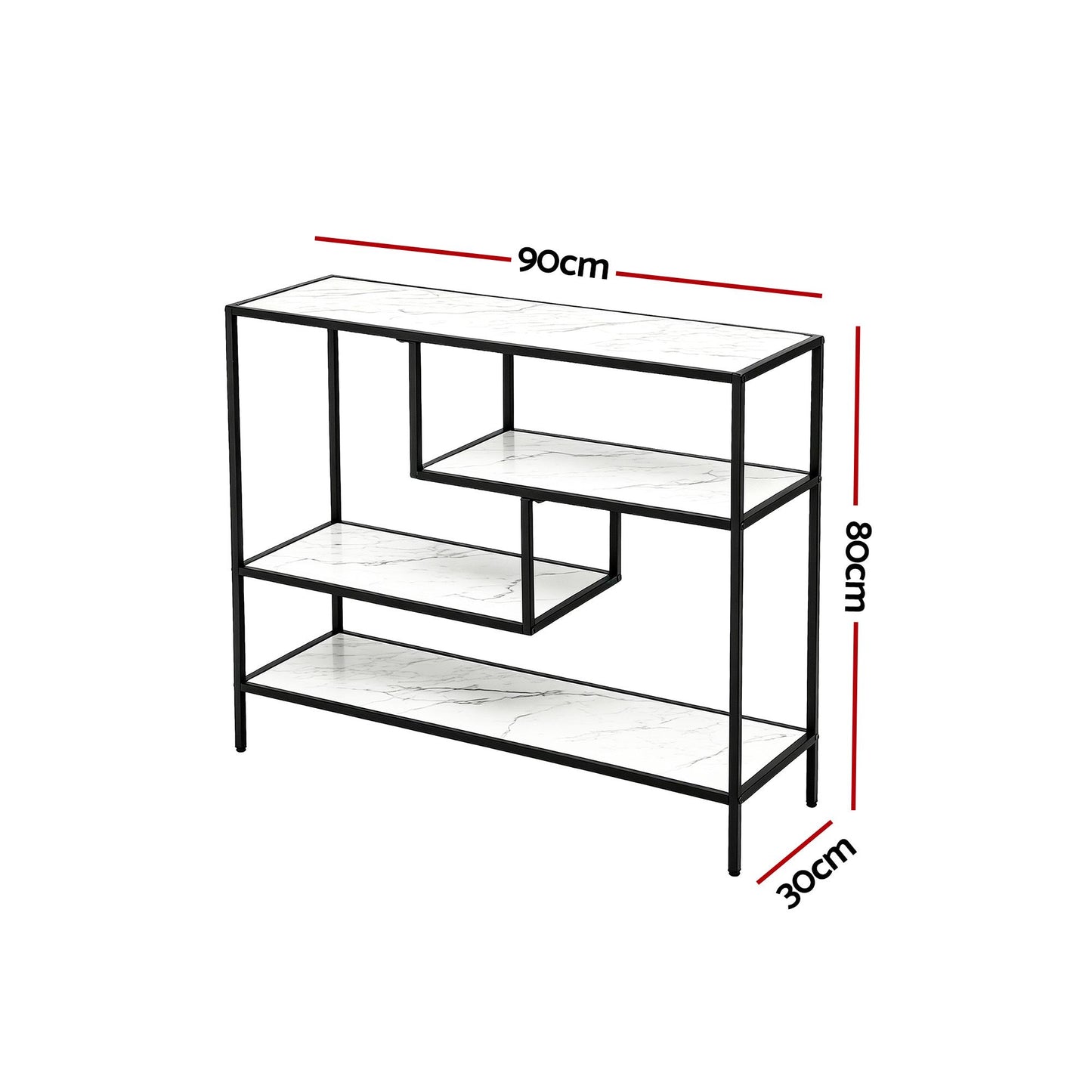 Artiss Console Table Entryway Hallway Marble Effect 4-Tier Storage Shelves White