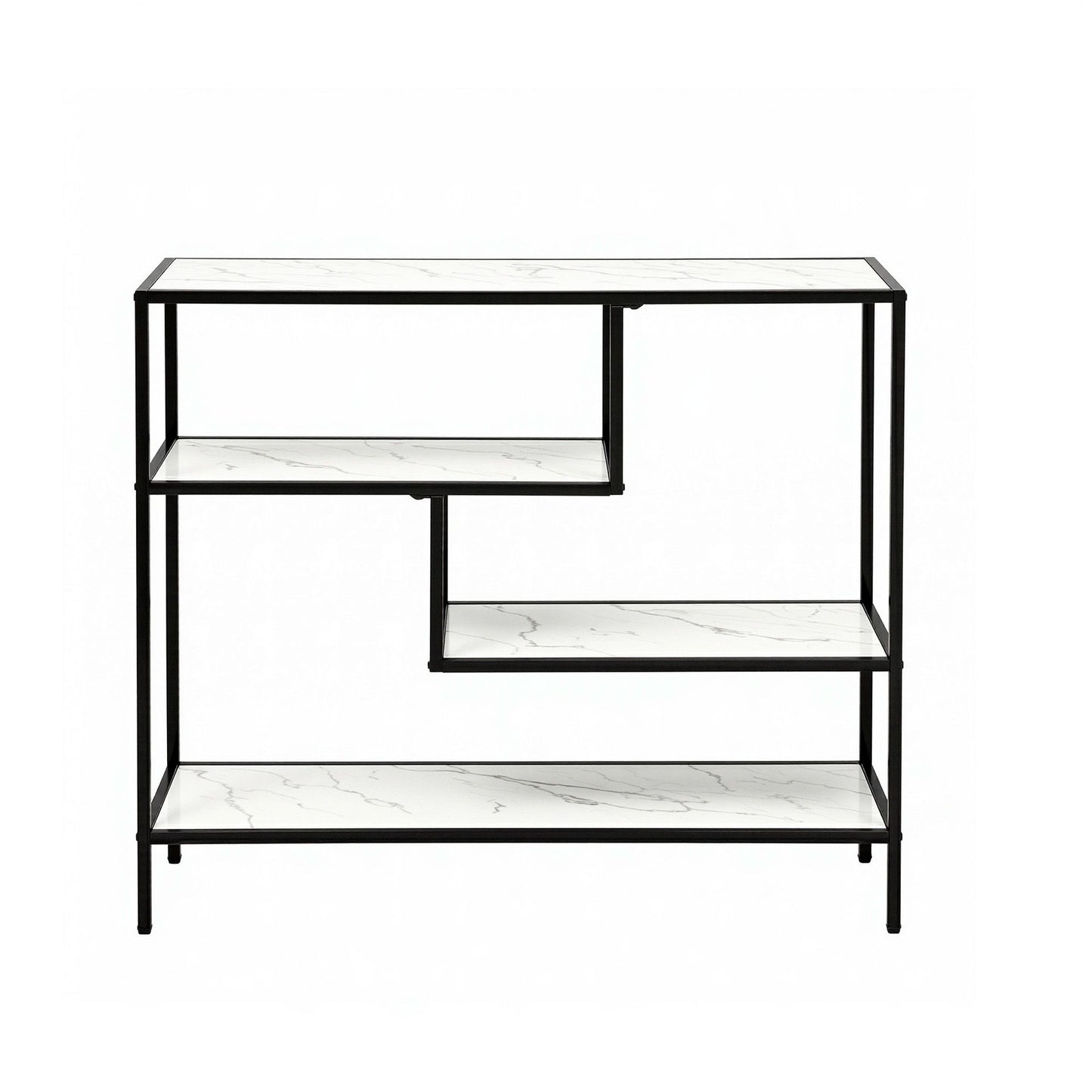 Artiss Console Table Entryway Hallway Marble Effect 4-Tier Storage Shelves White