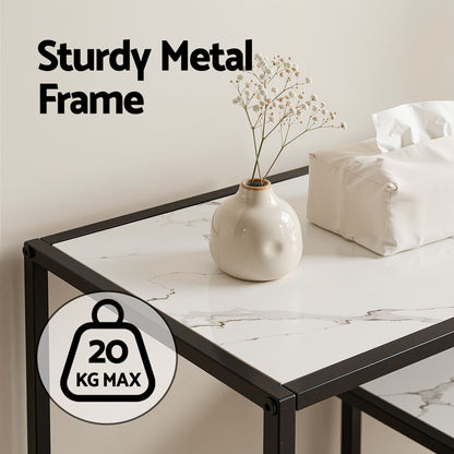 Artiss Console Table Entryway Hallway Marble Effect 4-Tier Storage Shelves White