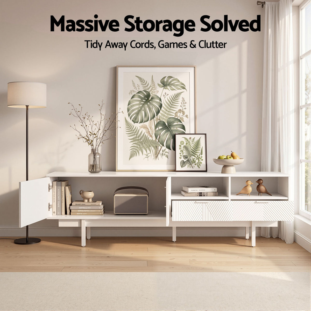 Artiss TV Unit Entertainment Unit Storage Cabinet Drawer 200cm White