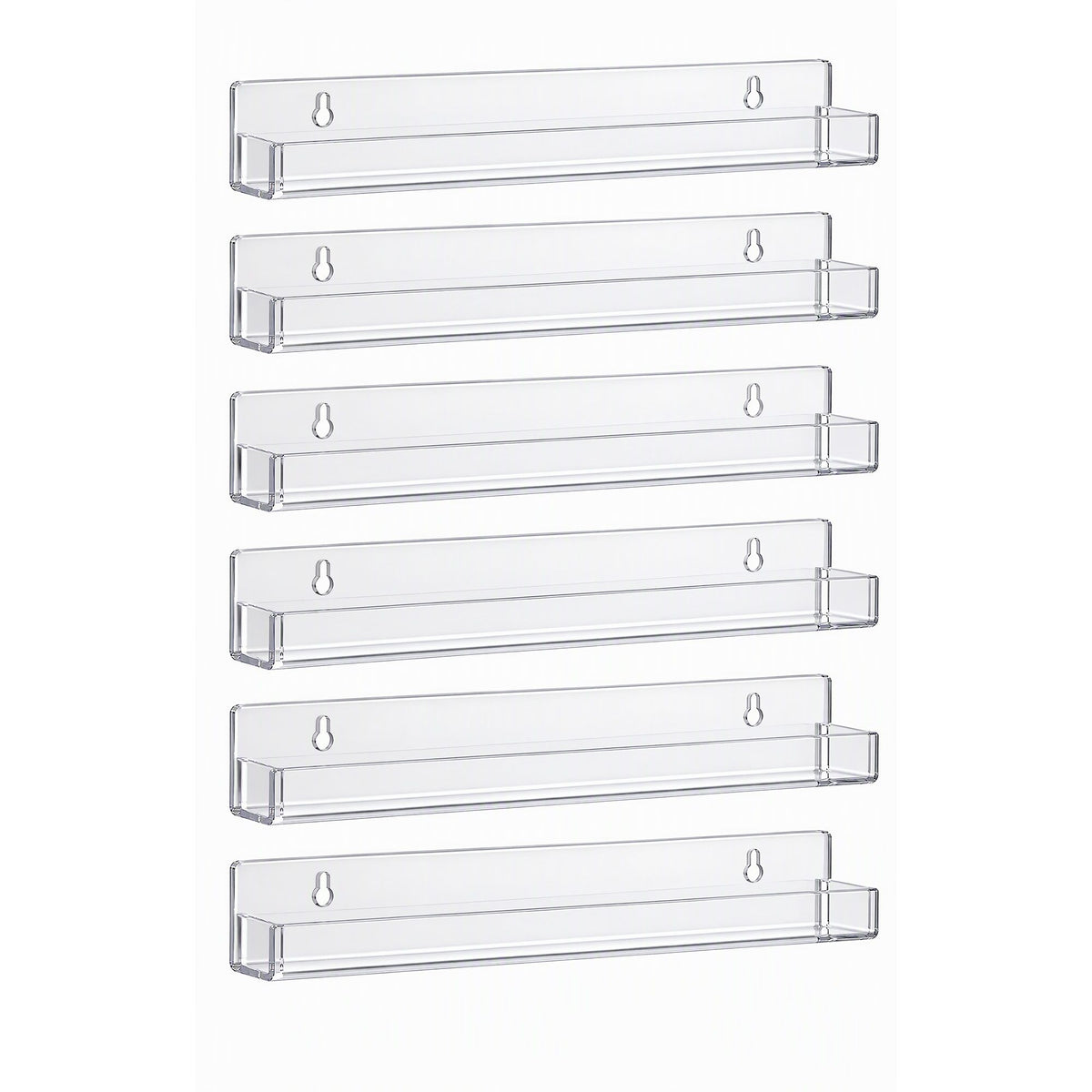 Artiss 6-Pack Acrylic Wall Shelves, Clear Floating Display Shelf with Detachable Panels & Front Lip