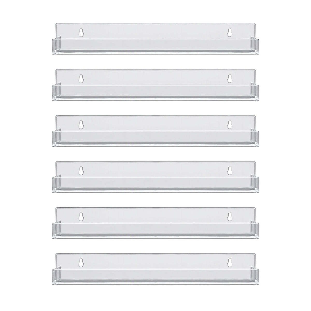 Artiss 6-Pack Acrylic Wall Shelves, Clear Floating Display Shelf with Detachable Panels & Front Lip