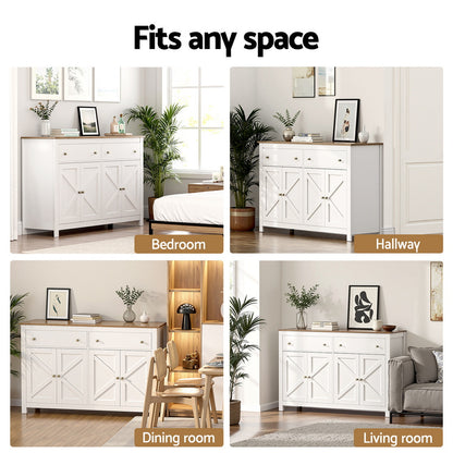 Artiss Buffet Sideboard Storage Cabinet Kitchen Cupboard 2 Drawers 140CM White