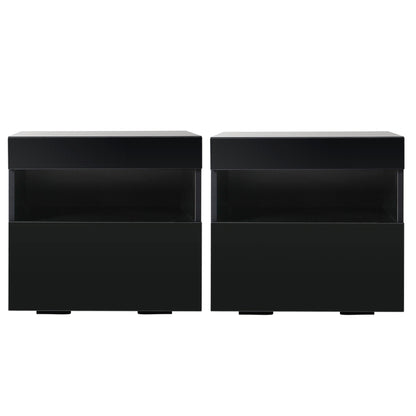 Artiss 2x Bedside Table LED - HERES Black