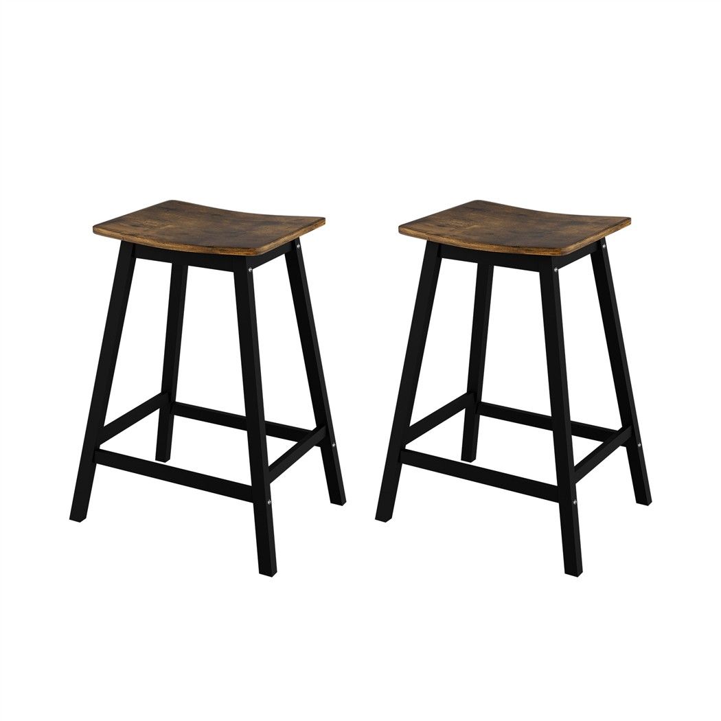 Artiss Bar Stools Set of 2 Kitchen Counter Stools Wooden Industrial Rustic Brown