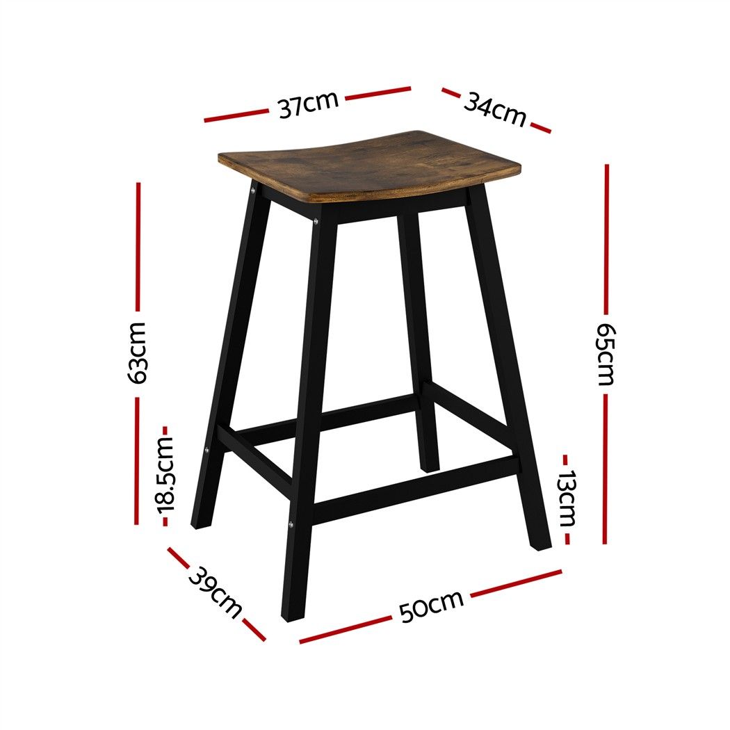 Artiss Bar Stools Set of 2 Kitchen Counter Stools Wooden Industrial Rustic Brown