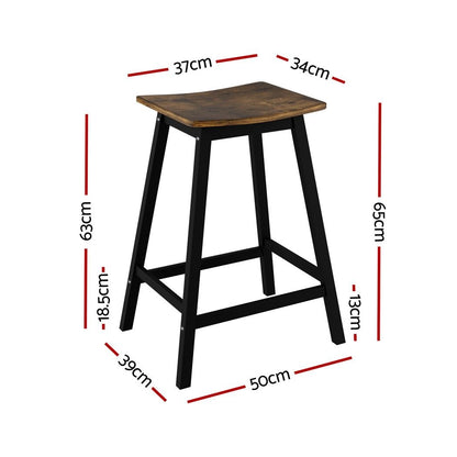 Artiss Bar Stools Set of 2 Kitchen Counter Stools Wooden Industrial Rustic Brown