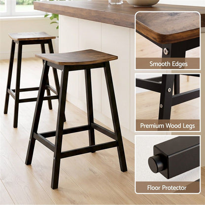 Artiss Bar Stools Set of 2 Kitchen Counter Stools Wooden Industrial Rustic Brown