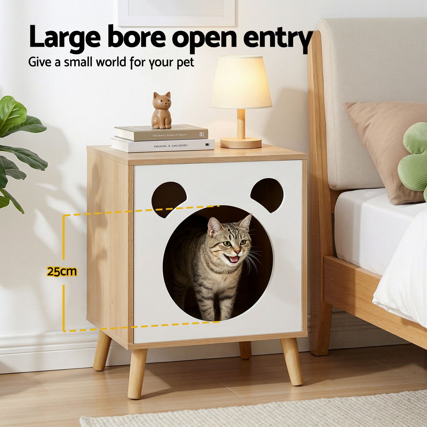 Artiss Cat Nest Bedside Table Solid Wood