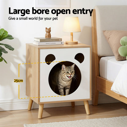 Artiss Cat Nest Bedside Table Solid Wood