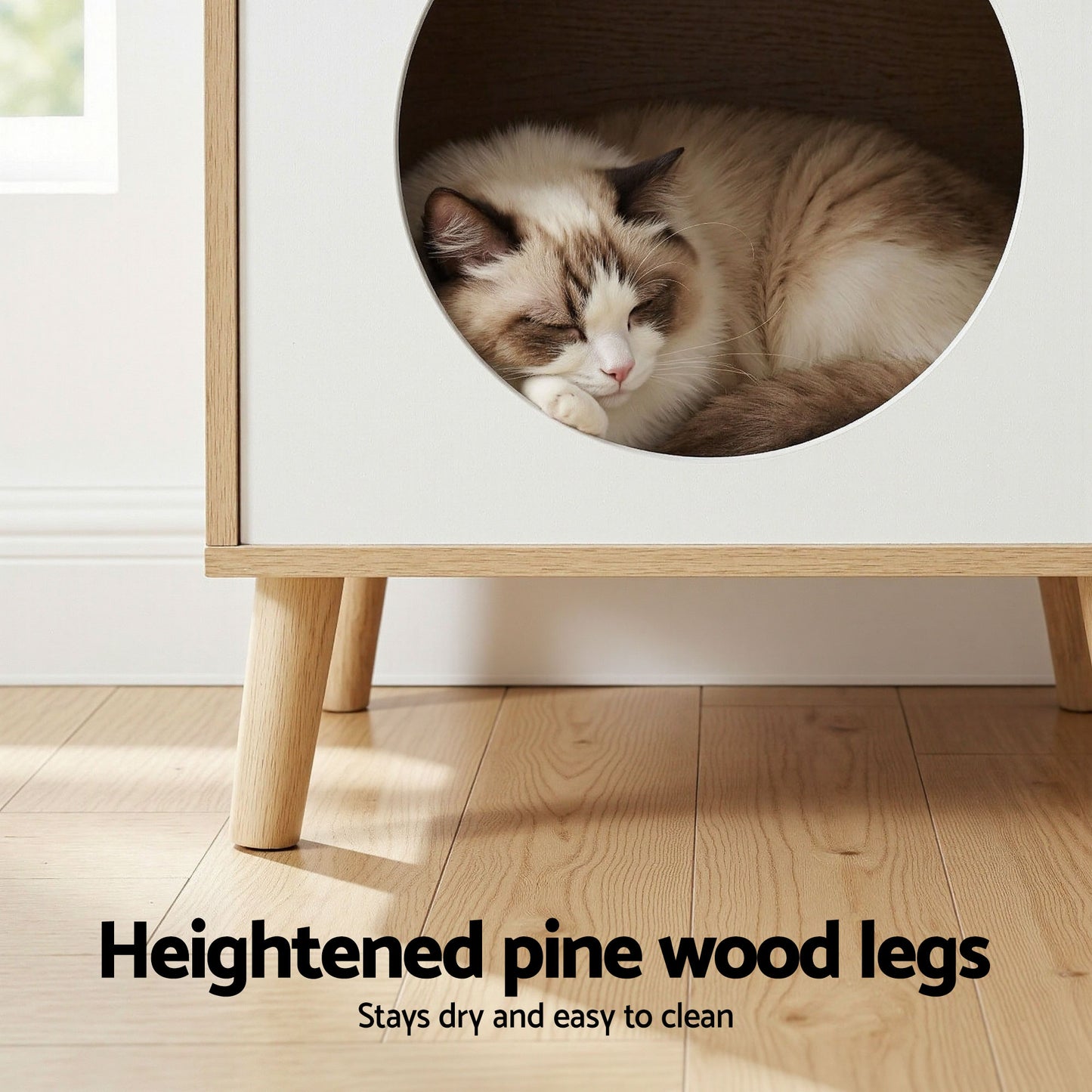 Artiss Cat Nest Bedside Table Solid Wood