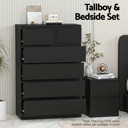 Artiss 6 Chest of Drawers Tallboy PEPE Black