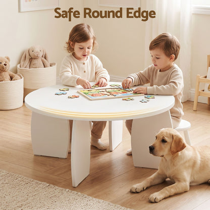 Artiss Round Coffee Table High-Gloss Center Table Minimalist Living Room Furniture 78x35cm Cream White
