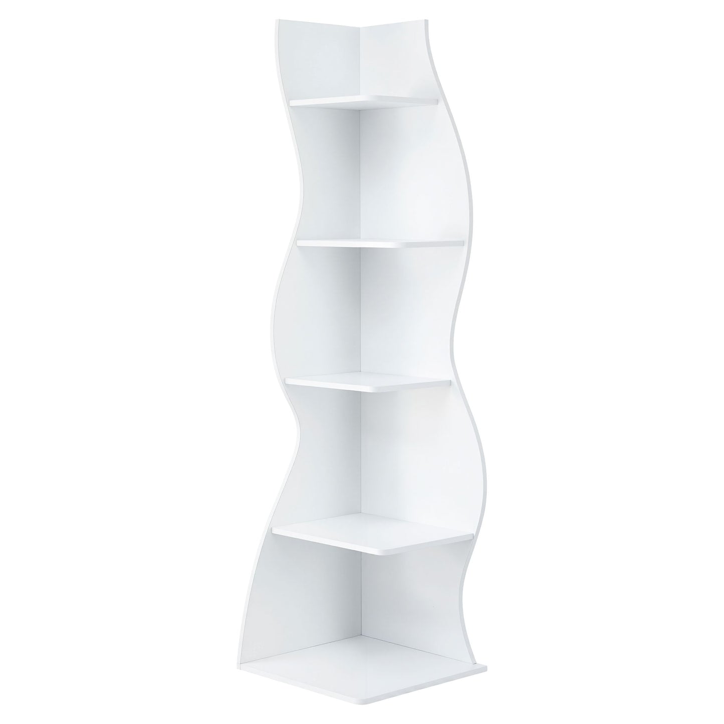 Artiss 5-Tier Bookshelf Corner Shelf S-shaped Storage Rack White