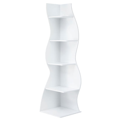 Artiss 5-Tier Bookshelf Corner Shelf S-shaped Storage Rack White