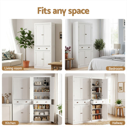 Artiss 2x Buffet Sideboard Cabinet 6-Tier Storage Pantry Cupboard Drawer White