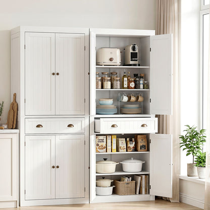 Artiss 2x Buffet Sideboard Cabinet 6-Tier Storage Pantry Cupboard Drawer White