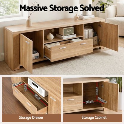 Artiss TV Unit & Coffee Table Set Storage Drawer Pine