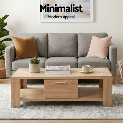 Artiss TV Unit & Coffee Table Set Storage Drawer Pine