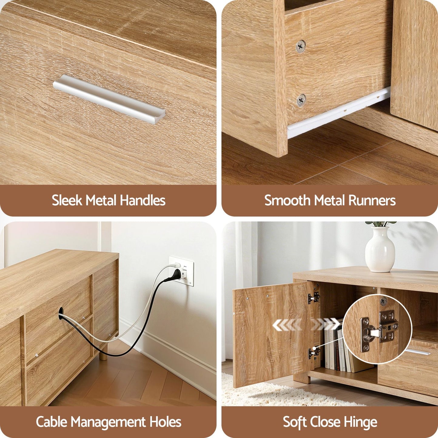 Artiss TV Unit & Coffee Table Set Storage Drawer Pine