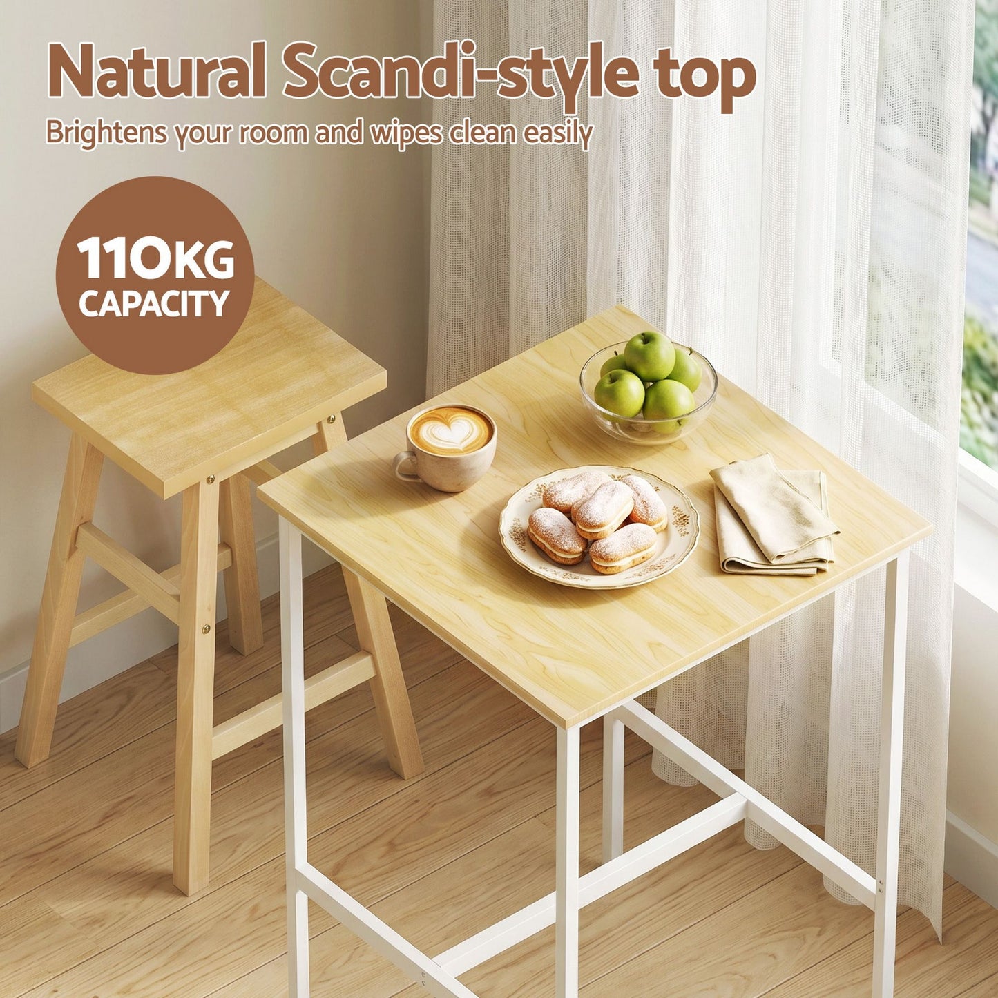 Artiss Bar Table Counter Height Kitchen High Dining Desk Pub 60x92cm Modern Pine