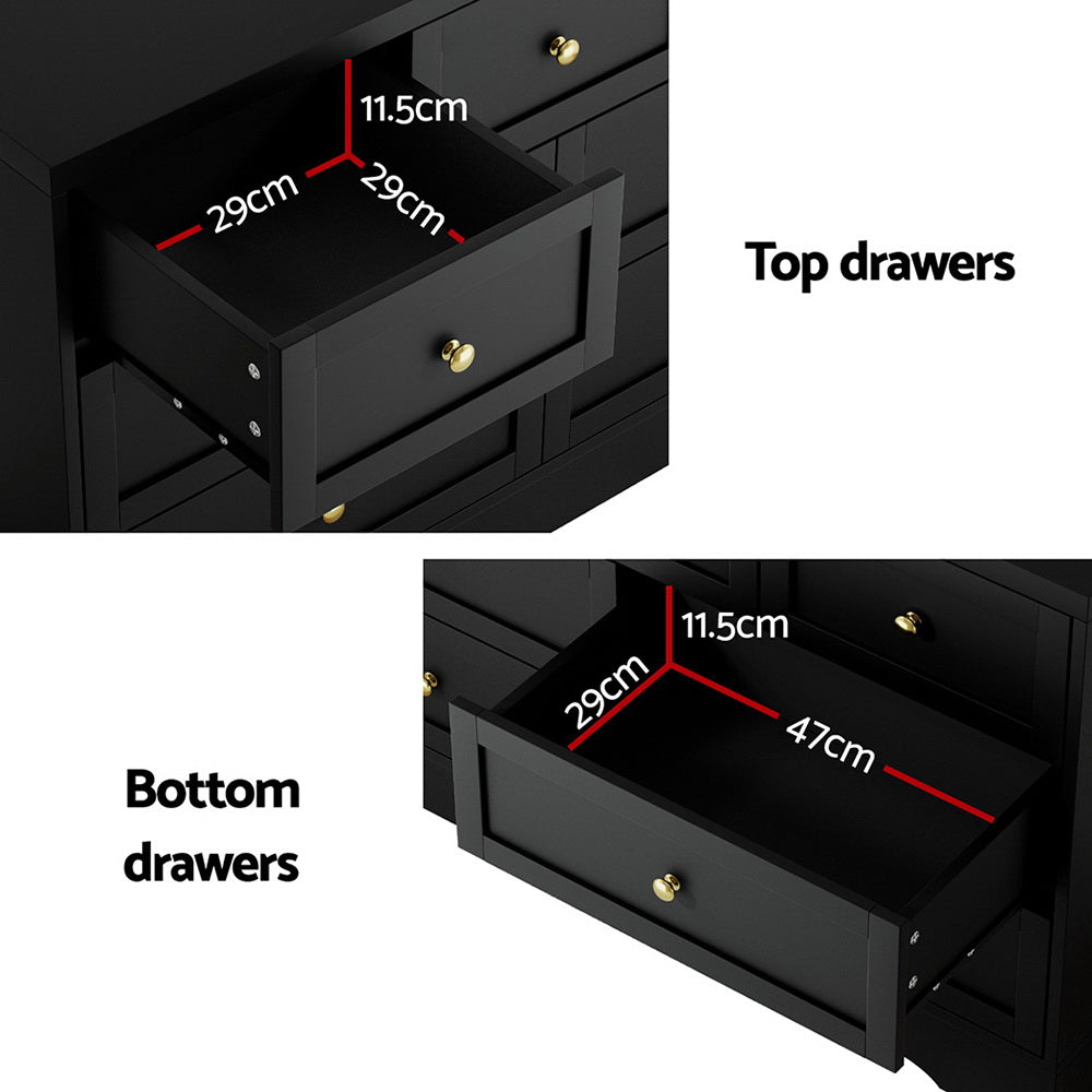 Artiss 7 Chest of Drawers Dresser Table Black