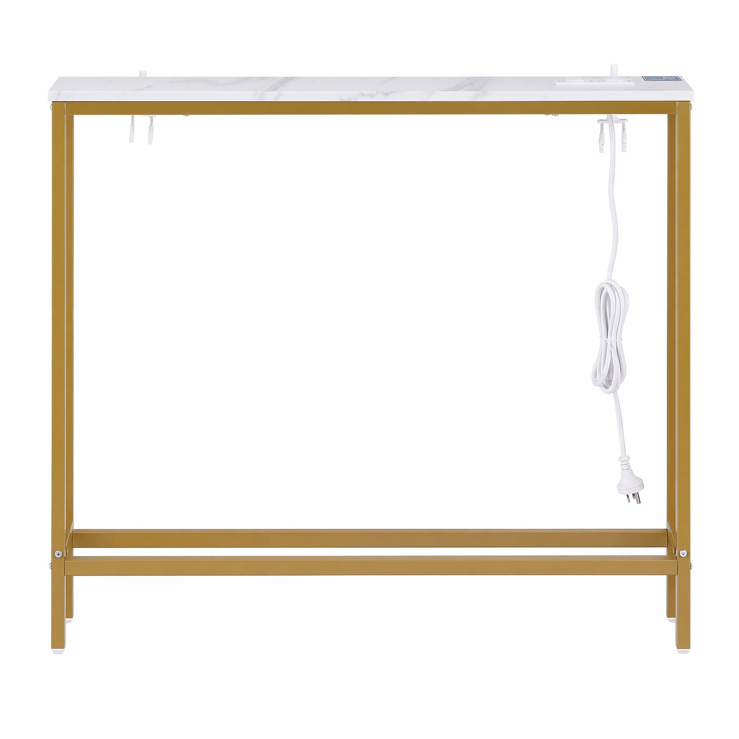 Artiss Console Table Entryway Hallway Display Desk Charging Station Marble Finish White & Gold