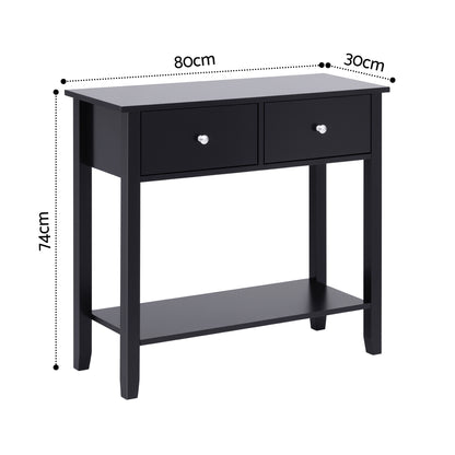 Artiss Console Table Hallway Sofa Entryway Entrance 2 Drawers 80CM Black
