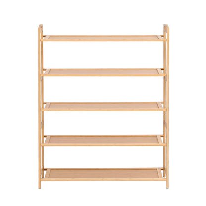 Artiss 5 Tier Shoe Rack Bamboo Storage Organiser Pine