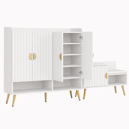 Artiss Shoe Cabinet Bench Set Adjustable Shelf Hallway Living Room White