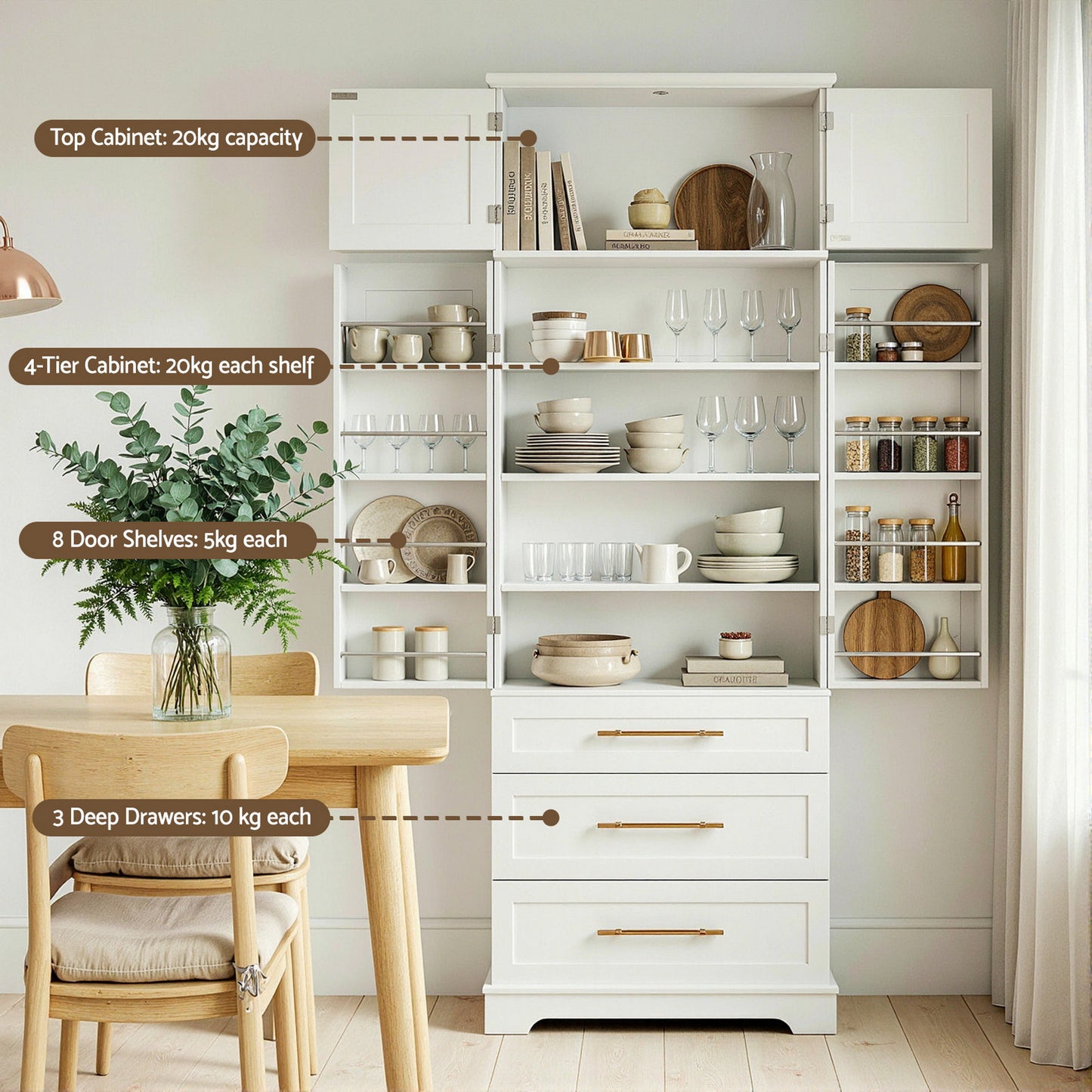Artiss 2X Buffet Sideboard Cabinet Pantry Kitchen Storage Cupboard Drawers Doors