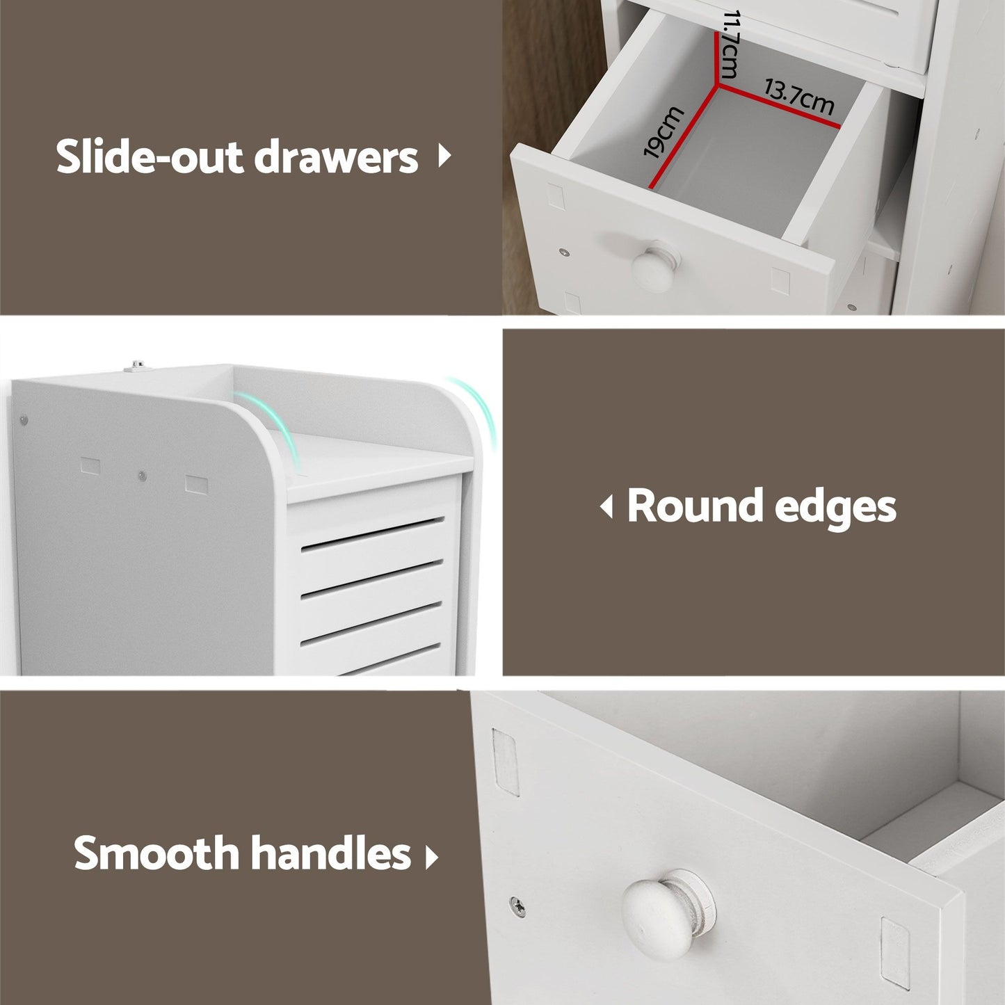 Artiss 2X Bathroom Toilet Storage Cabinet Laundry Tallboy Cupboard