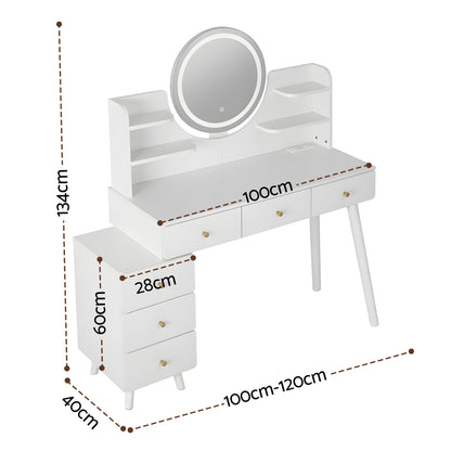 Artiss Dressing Table Vanity Desk LED Charging Station White