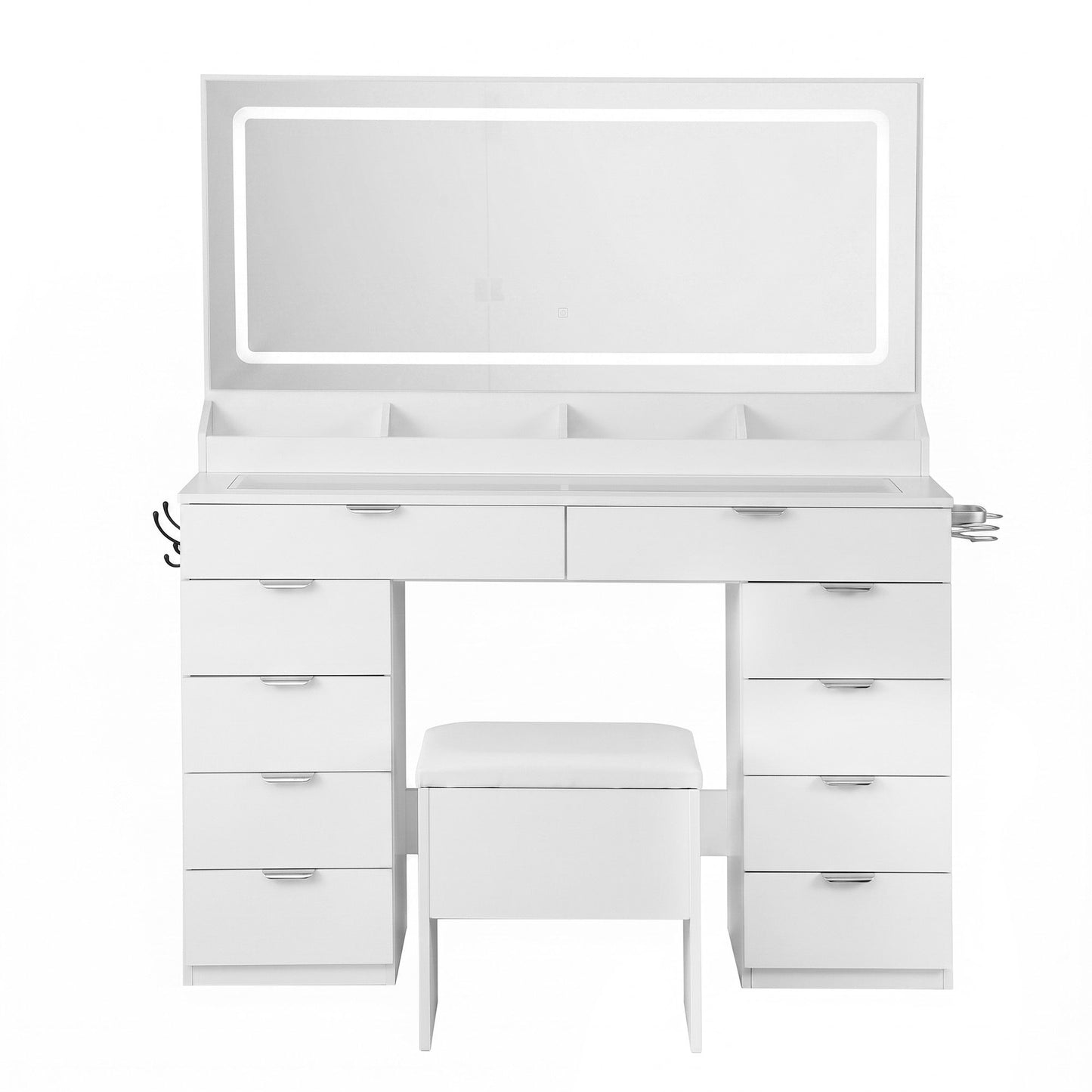 Artiss Dressing Table Makeup Vanity Desk Large LED Mirror 10 Drawers Power Outlet Hair Dryer Holder Hook White