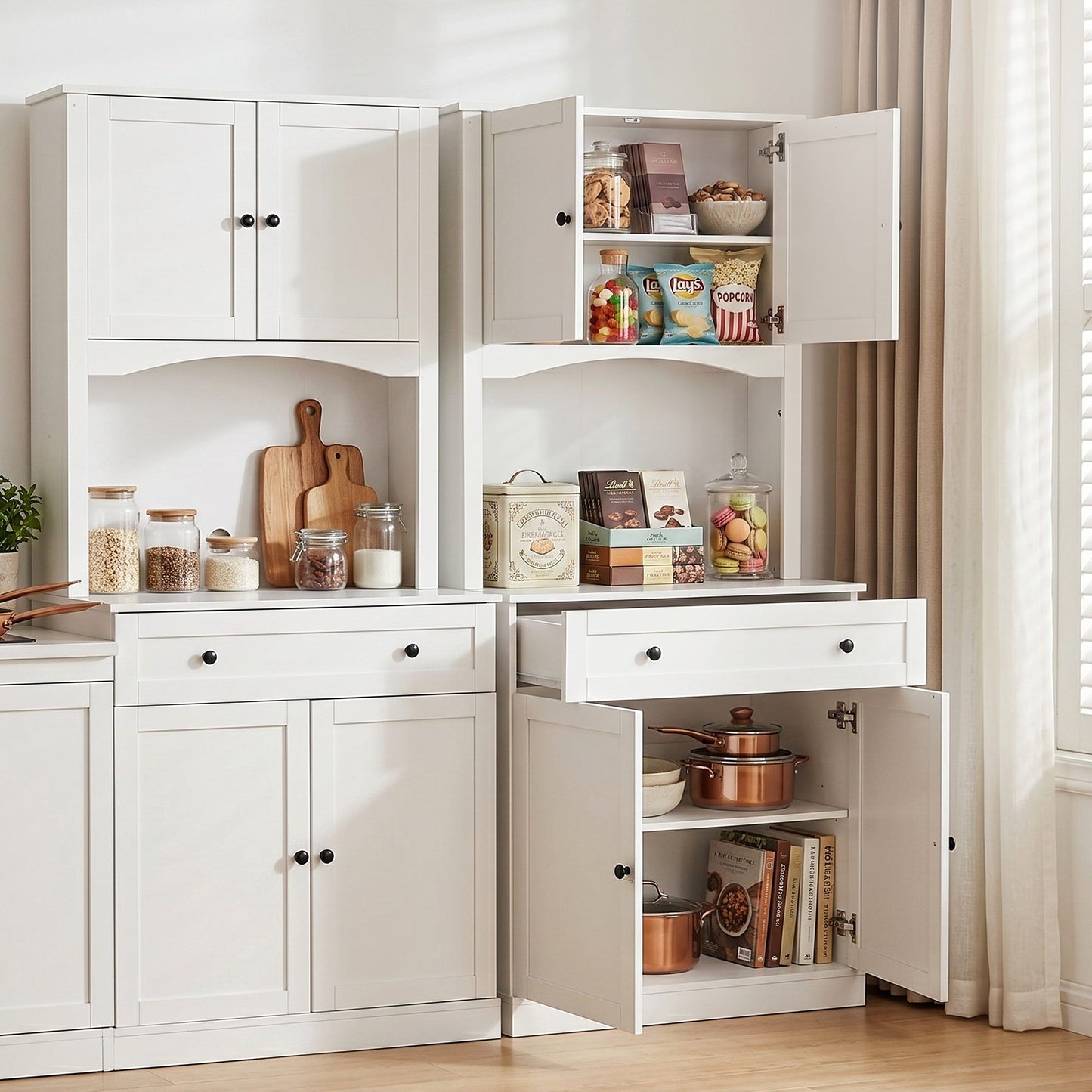 Artiss 2x Buffet Sideboard Hutch Pantry Cabinet Kitchen Storage BEINI White