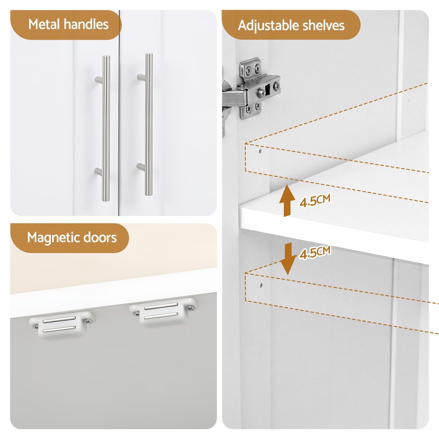Artiss 2x Buffet Sideboard Cabinet Pantry Hutch Kitchen Storage Organiser White