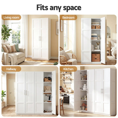 Artiss 2x Buffet Sideboard Cabinet Pantry Hutch Kitchen Storage Organiser White