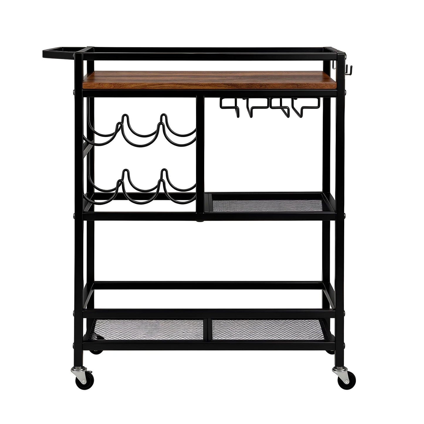 Artiss Bar Cart Drinks Trolley Serving Wine Rack Glass Holder 3 Hooks 72cm Black