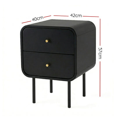 Artiss Bedside Table 2 Drawers Side End Table Nightstand Black
