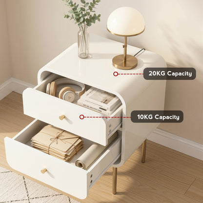 Artiss Bedside Table 2 Drawers Side End Table Nightstand White