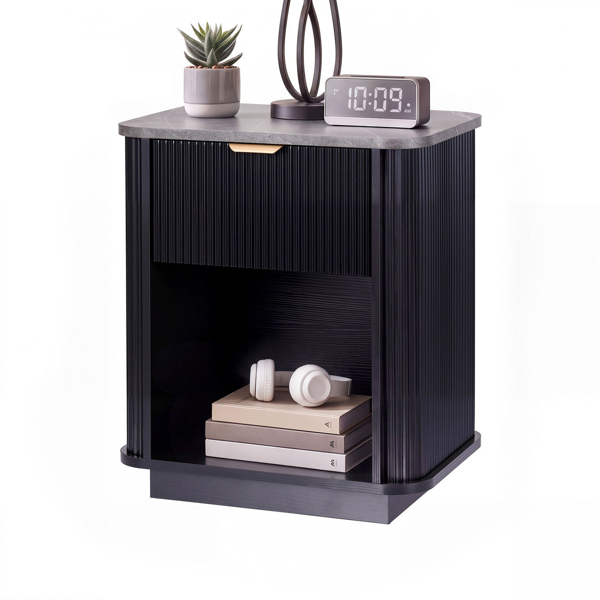 Artiss Bedside Table with 1 Drawer Side Table Black Nightstand