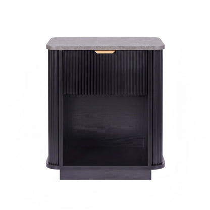 Artiss Bedside Table with 1 Drawer Side Table Black Nightstand