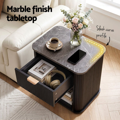 Artiss Bedside Table with 1 Drawer Side Table Black Nightstand