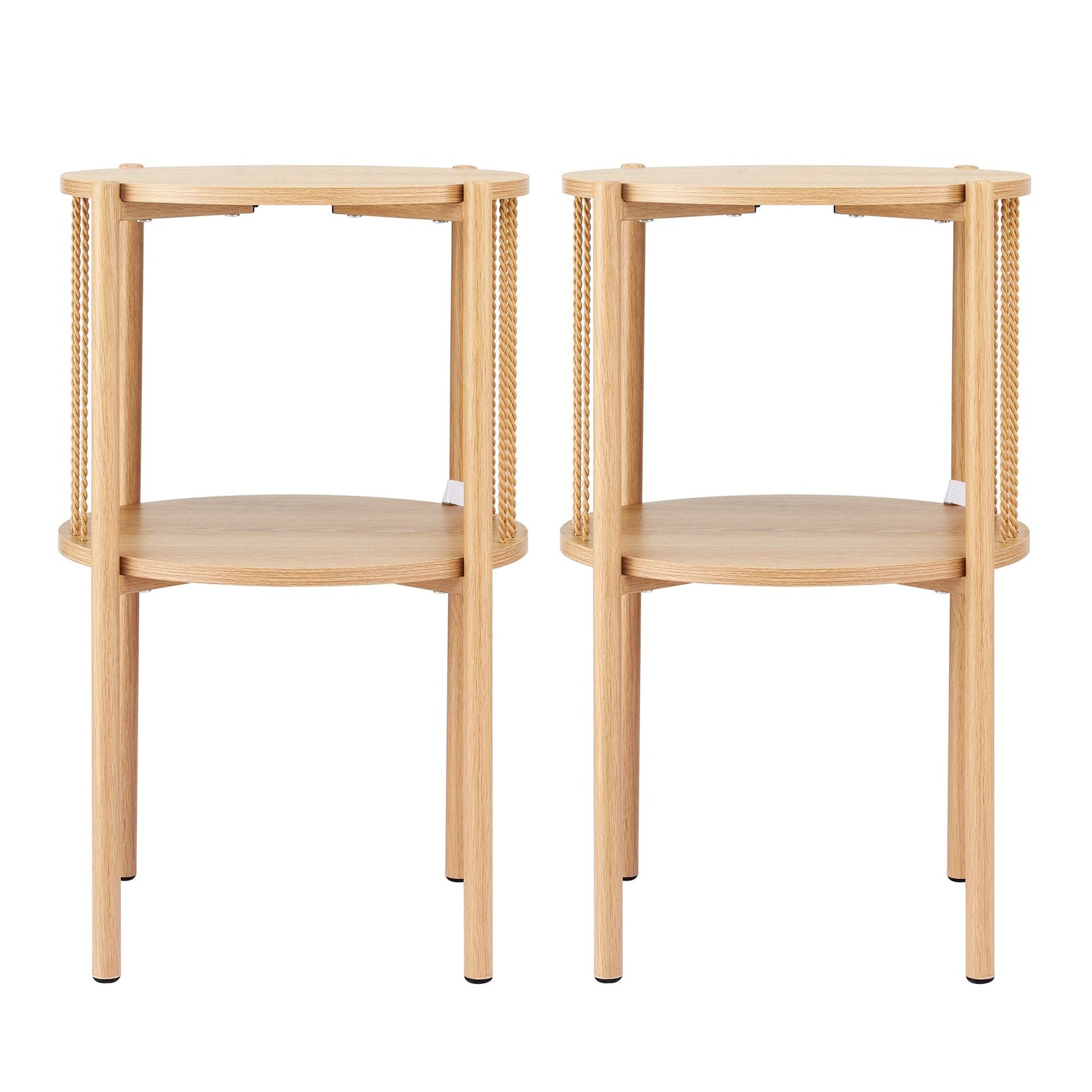 Artiss Set of 2 End Tables Coffee Table 2-Tier Round Wood