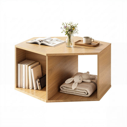 Artiss Coffee Table Hexagonal Center Table with Open Storage 2-Way Display Side Table Wood