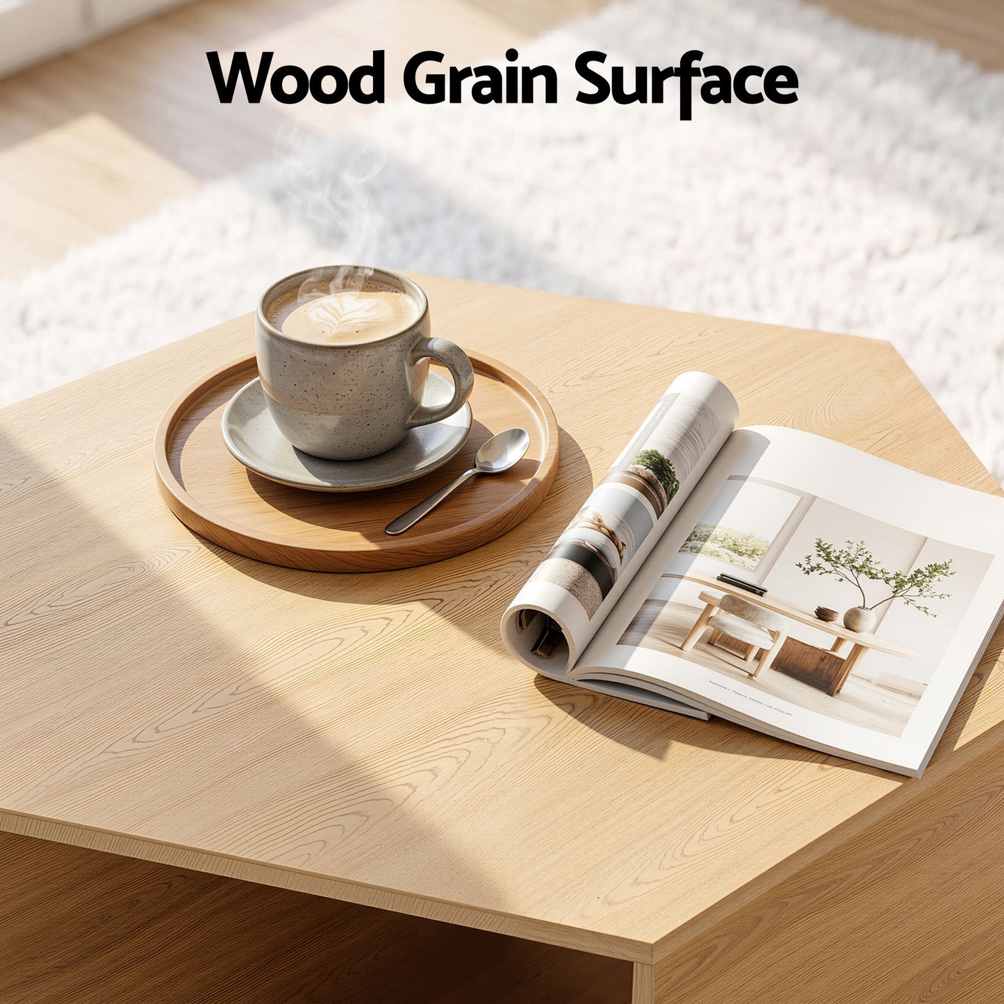 Artiss Coffee Table Hexagonal Center Table with Open Storage 2-Way Display Side Table Wood