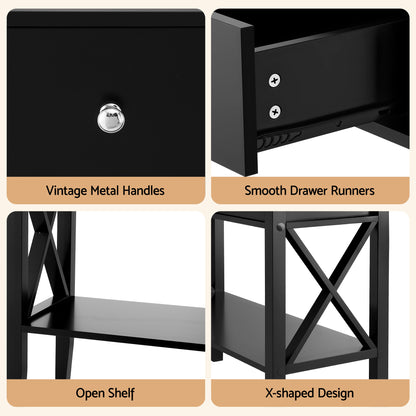 Artiss Console Table 2 Drawers 100CM Black