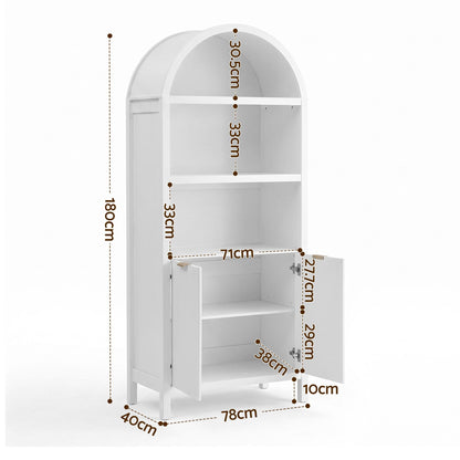 Artiss Buffet Sideboard Cabinet Pantry 180CM Arched Storage Bookshelf White