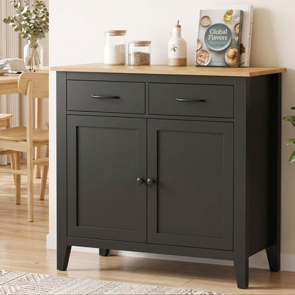 Artiss Buffet Sideboard Cabinet Kitchen Storage Cupboard Pantry 2 Drawers Black